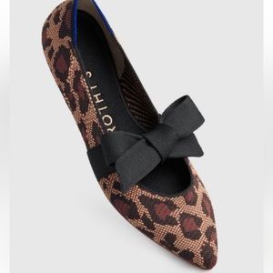 Rothy’s The Point Wildcat animal print Mary Janes ballet flats point 8 NWOT